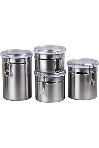 Generic Set of 4 Stainless Steel Canisters, Airtight Food Storage Canister Se...