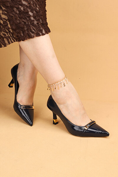 Nilsa Shoes أحذية نسائية ذات كعب رفيع ومشبك كروك، أحذية سهرة بكعب عالٍ