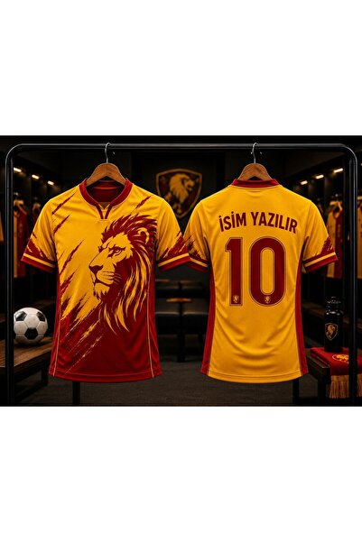 yenteks Kişiye Özel İsim Yazılır Yetişkin Futbol Forması Sarı-Kırmızı Özel Ta...