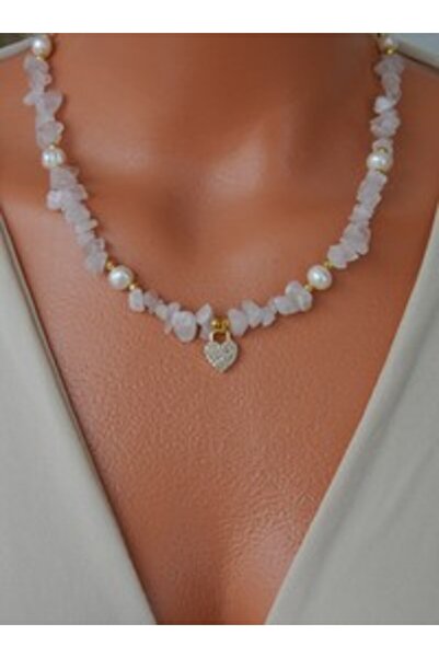 Stoneage Pink Quartz and Pearl Necklace - Multi-Colored