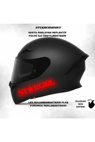 STCKRCO Star Girl Reflektif Motosiklet Kask Stickerı Kırmızı Işıkta Parlayan ...