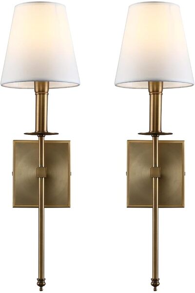 Permoplus Permo Set of 2 Classic Industrial Wall Sconce with Funnel White Fab...