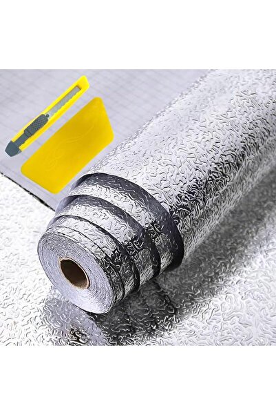 Generic 196.9*15.7in Silver Kitchen Backsplash, Aluminum Foil Sticker Kitchen...