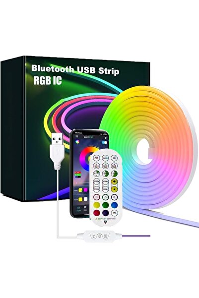 UanTii RGBIC Neon Rope Lights,5V USB Bluetooth App Control,Timing Music Sync ...