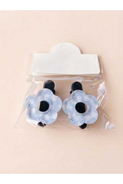 GENCATELİER Daisy Patterned Mini Tongs with Buckle Set of 2 / with Clip