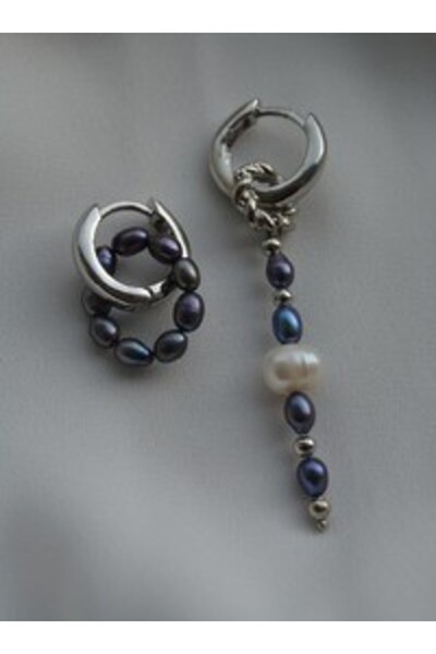 Stoneage Pearl Earrings - Silver Color -