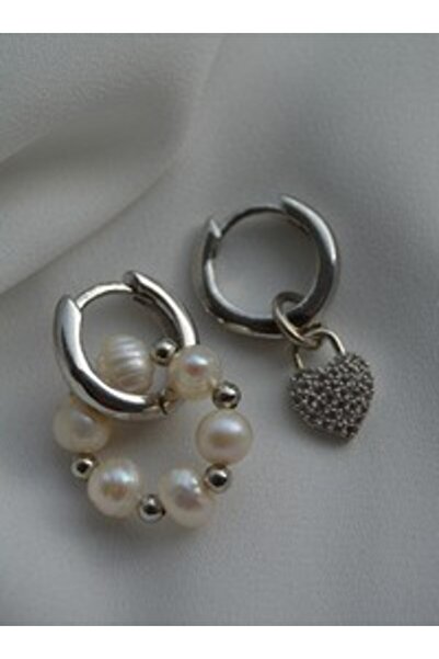 Stoneage Pearl Earrings - Silver Color -