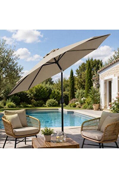 Solplant Umbrela gradina/terasa, cu inclinatie, manivela, gri, 300 cm