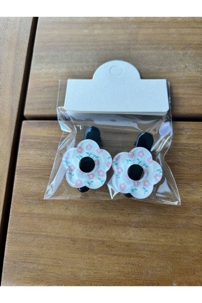 GENCATELİER Daisy Patterned Mini Tongs with Buckle Set of 2 / with Clip