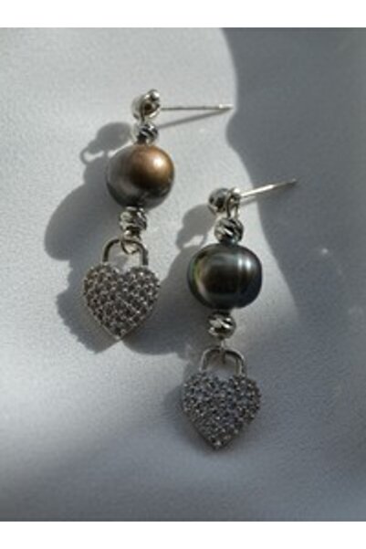 Stoneage Black Pearl Earrings - Silver Color -
