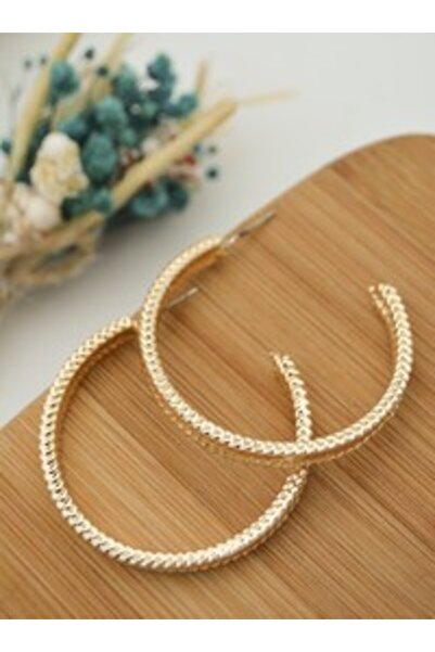 Stoneage Large hoop earrings - gold color -