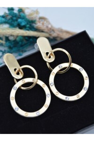 Stoneage Roman Numeral Earrings - Gold Color -
