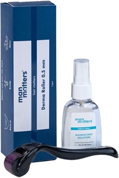 Man Matters Derma Roller With Free Disinfectant | 540 Micro 0.5mm Titanium Al...