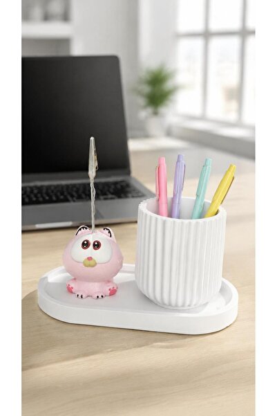 puridadesign Cute Cat Notepad Holder, Pen Holder Set - 3 Piece Desktop Organi...