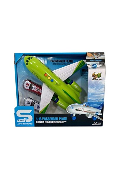 JS Toys Играчка самолет JSToys JS161A с 2 колички, светлини и звуци, зелен, 1:16