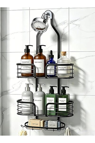 Yoawllty 3-Tier Hanging bathroom organizerShower Caddy Rack with Hooks,No nee...