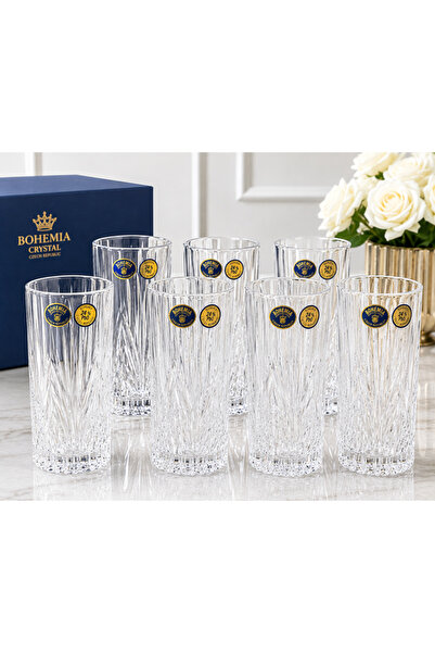 Bohemia Set de 6 pahare înalte din cristal, cu model fațetat premium