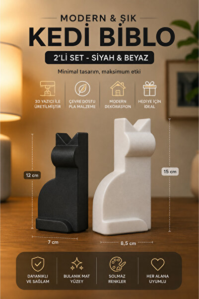 TUTACENTER 2'li Dekoratif Kedi Biblosu Plastik Kedi Figürü Sevimli Kedi Süsü ...