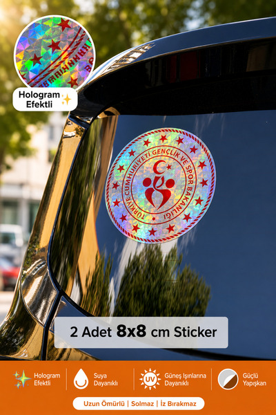 eslem bijuteri Gençlik ve Spor Bakanlığı HOLOGRAM Logo Etiket 8 cm 2 Adet | A...