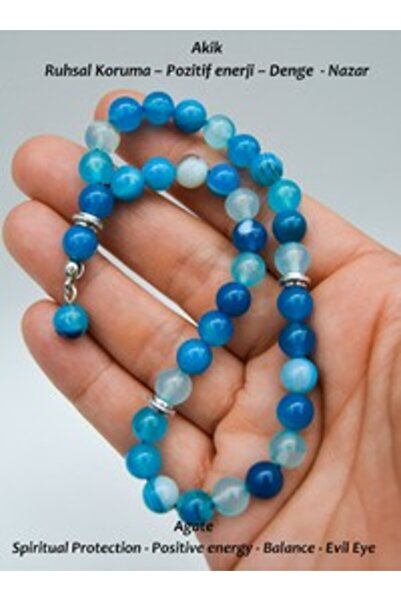 Stoneage Blue Agate Prayer Beads - Multicolored -