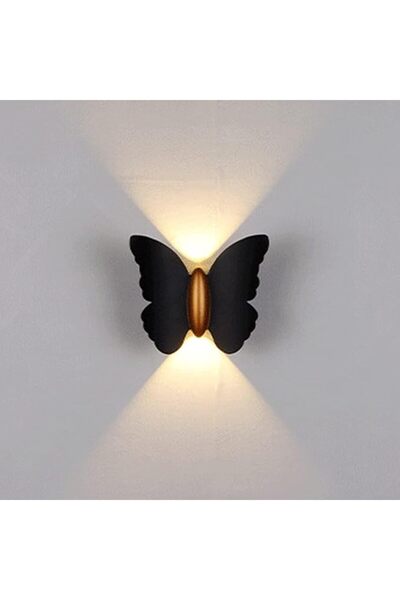 KASTWAVE مصباح جداري LED خارجي بتصميم فراشة باللون الأسود المطفي، مقاوم للماء...