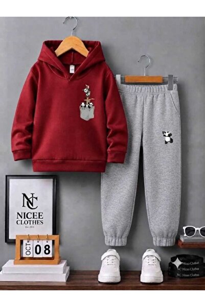 NC Nicee Clothes Children's Unisex Tracksuit Set (Panda Print on Pocket for W...