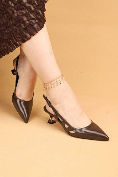 Nilsa Shoes Women's Short Heeled Patent Leather Evening Dress Shoes Heeled Shoes