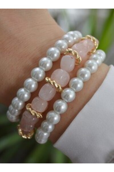 Stoneage Pink Quartz Venice Bracelet Set - Multicolor