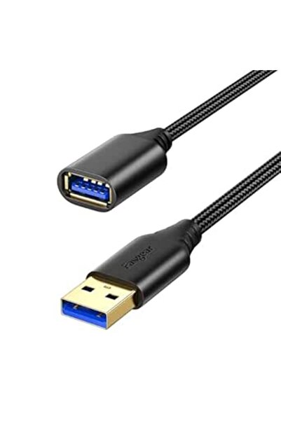 Fasgear كابل تمديد USB 3.0، سلك ذكر إلى أنثى (6 أقدام/1.8 متر، أسود)
