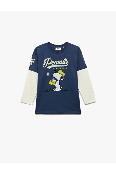 Koton Snoopy pamučna majica sa dugim rukavima i okruglim izrezom, licencirana