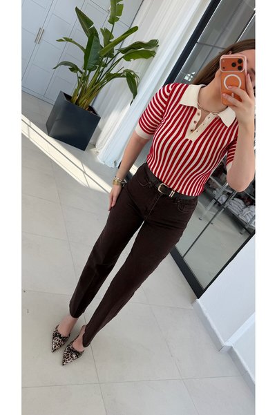 elifteke Marka Model Akordiyon Bluz Kırmızı