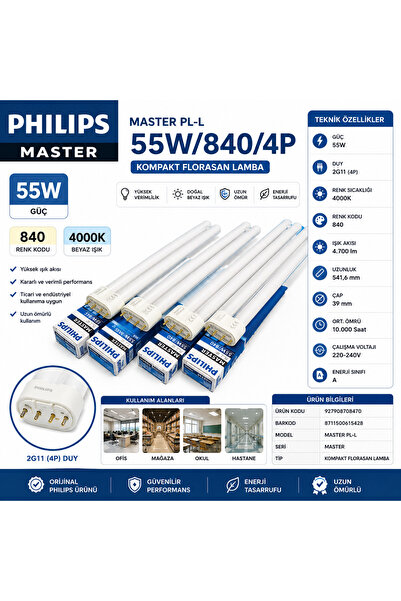 Philips MASTER PL-L 55W/840/4P Kompakt Floresan Lamba