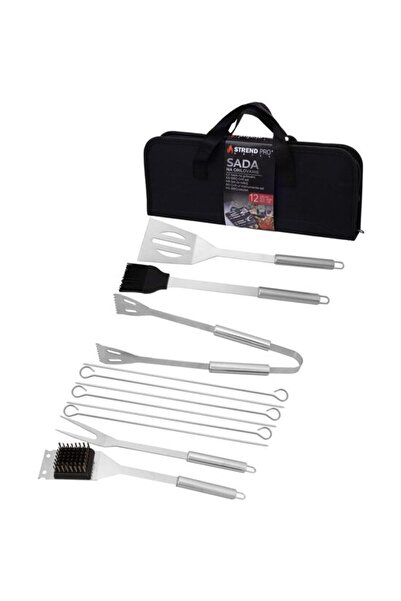 Solplant Ustensile pentru barbecue, grill, gratar, inox, cu geanta, set 12 pi...