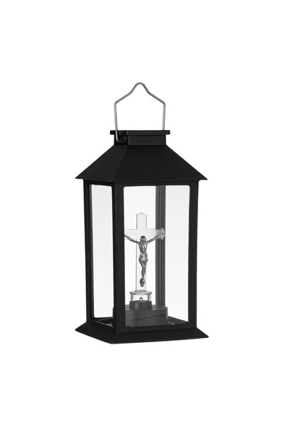OEM Lanterna solară neagră cu crucea lui Isus, 14x14x28cm