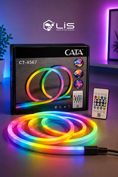 Cata CT-4567 Pixel Neon Led Set 5 Metre RGB Kumandalı Esnek Şerit Işık İç & D...