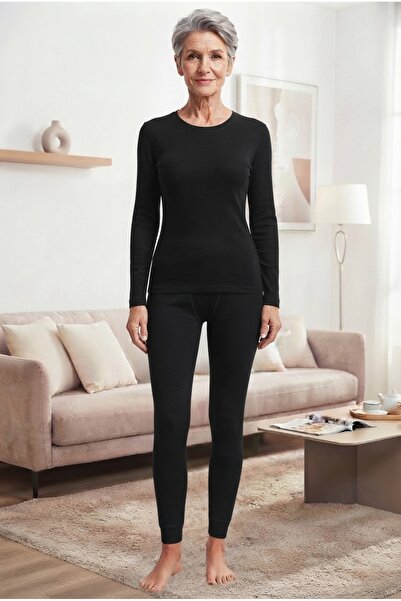 Tezzgelsin Adult Women's Black Thermal Underwear Set