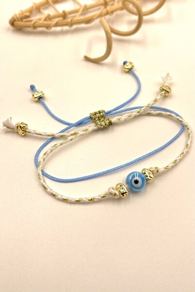 Concept HuBuTU Gift Bohemian Blue Evil Eye Beaded Glittery Rope Parachute Rop...