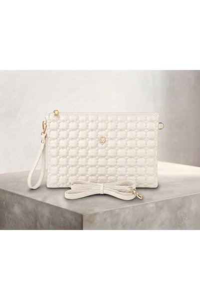 ZEYS Embroidered Long Strap Faux Leather Portfolio & Clutch Bag