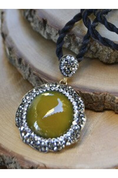 Stoneage Handmade Necklace with Natural Agate Stone - Green -