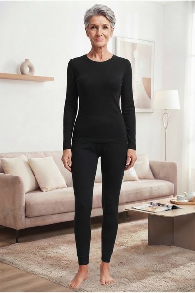 Tezzgelsin Adult Women's Black Thermal Underwear Set 3-Piece Set
