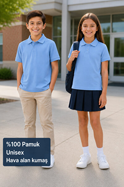 HER ŞEY NOTA www.herseynota.com Μπλουζάκι Baby Blue School Polo με λαιμόκοψη,...