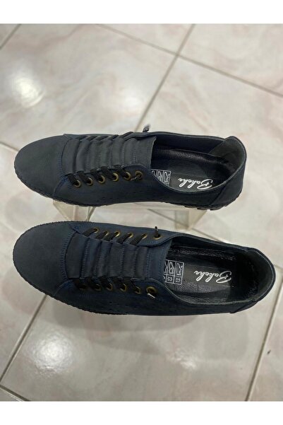 Aysun Ayakkabı Navy Blue Inside and Outside Genuine Leather Siliphon Orthoped...
