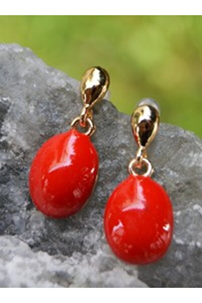 Stoneage Enamel Earrings - Red -