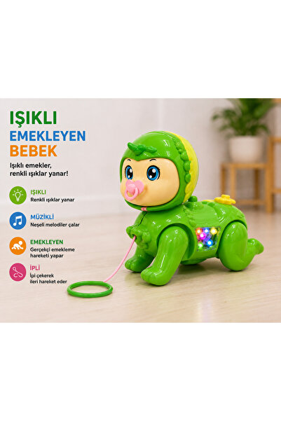 Genel Markalar Işıklı Müzikli Emekleyen Bebek Oyuncağı İpli Hareketli Eğitici...