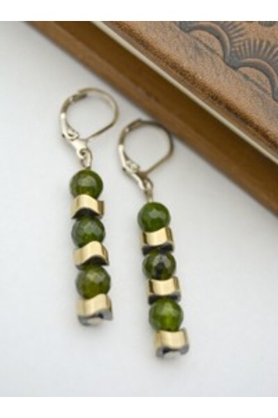 Stoneage Jade Stone and Hematite Stone Earrings - Multicolored -