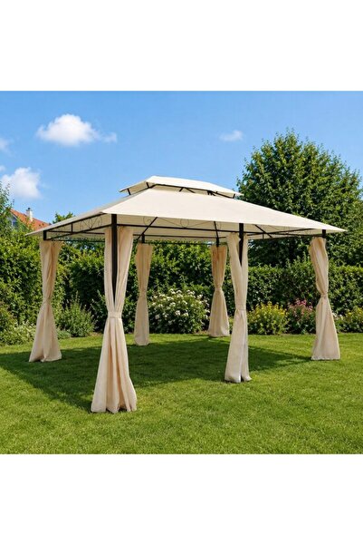 Solplant Pavilion/foisor pentru gradina/terasa, cadru metalic, cu perdele, cr...
