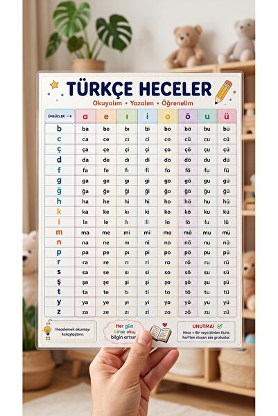 AlohamoraShop **Okula Dönüş Türkçe Heceler Eğitim Posteri – Çocuklar İçin Hec...