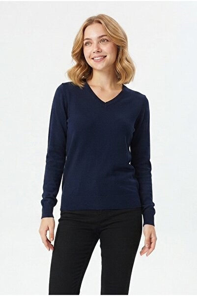 GurkStore Women's V-Neck Stretchy Basic Knit Sweater