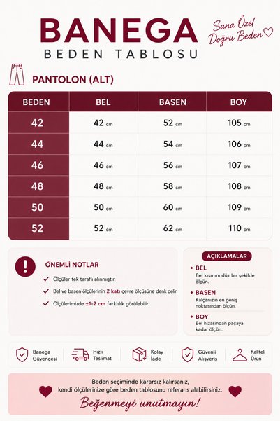 BANEGA Curve Kadın Büyük Beden Esnek Kumaş Lastikli Yüksek Bel İpli Cepli Bol Paça Jeans Kot Pantolon