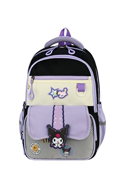 hediyeconcepti Kuromi Desenli Kız Çocuk Okul Çantası 3'lü Set Kalemlik ve Beslenme Çantası Pembe Günlük